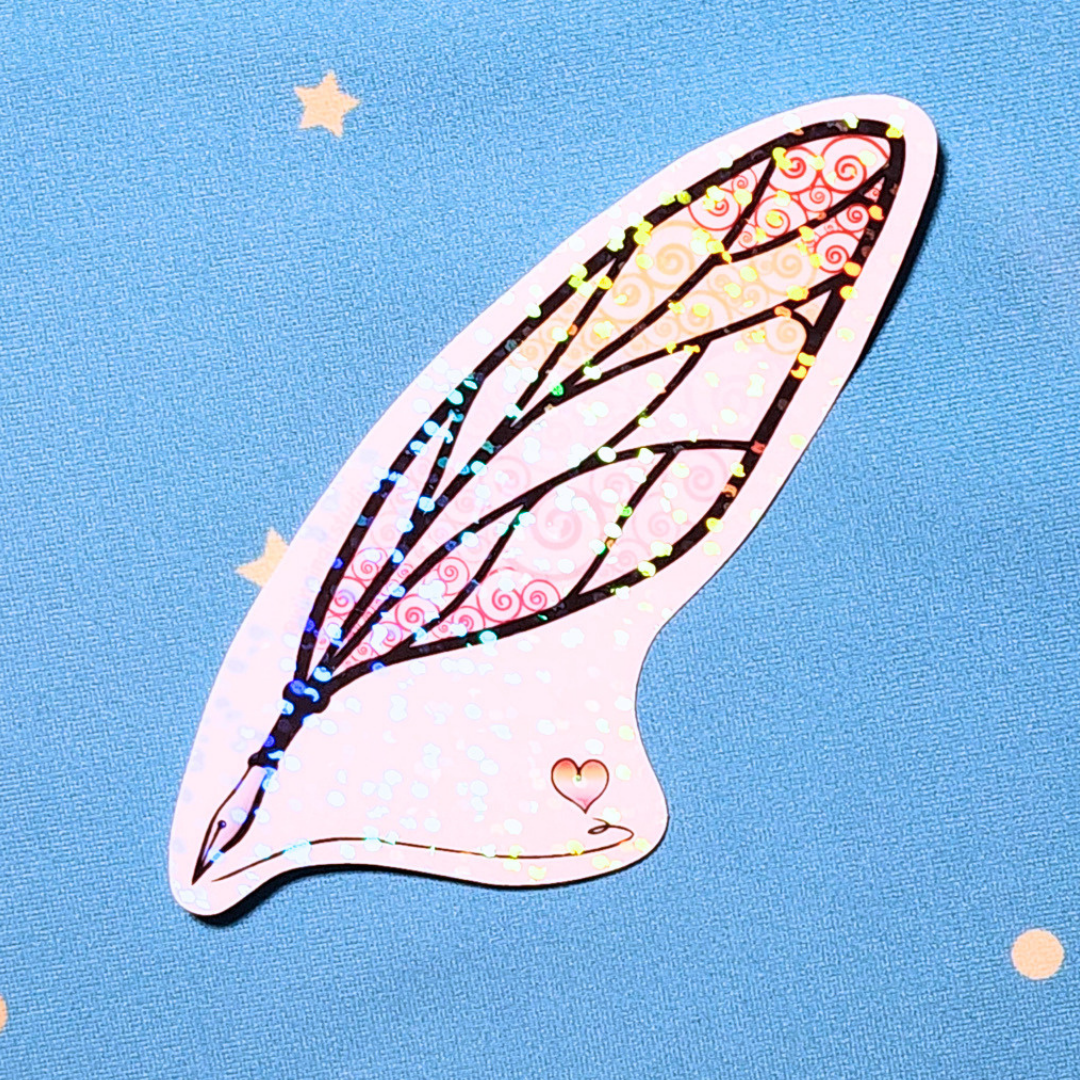 Winged Pen - Lesbian Flag Sticker