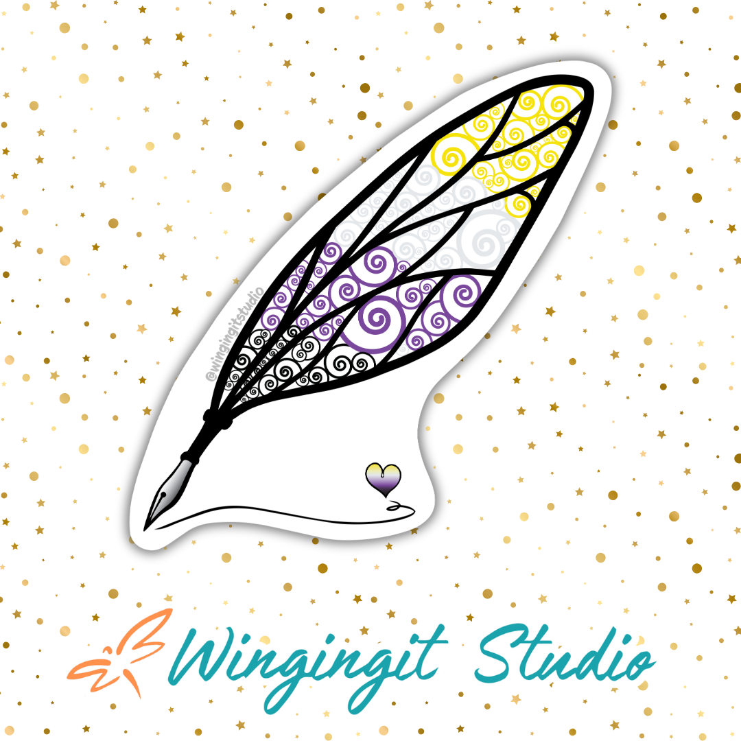 Winged Pen - Nonbinary Flag Sticker