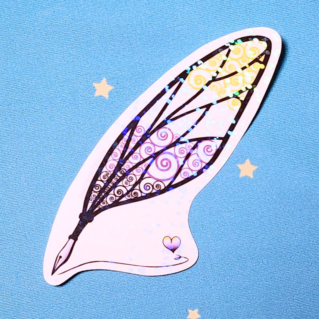 Winged Pen - Nonbinary Flag Sticker