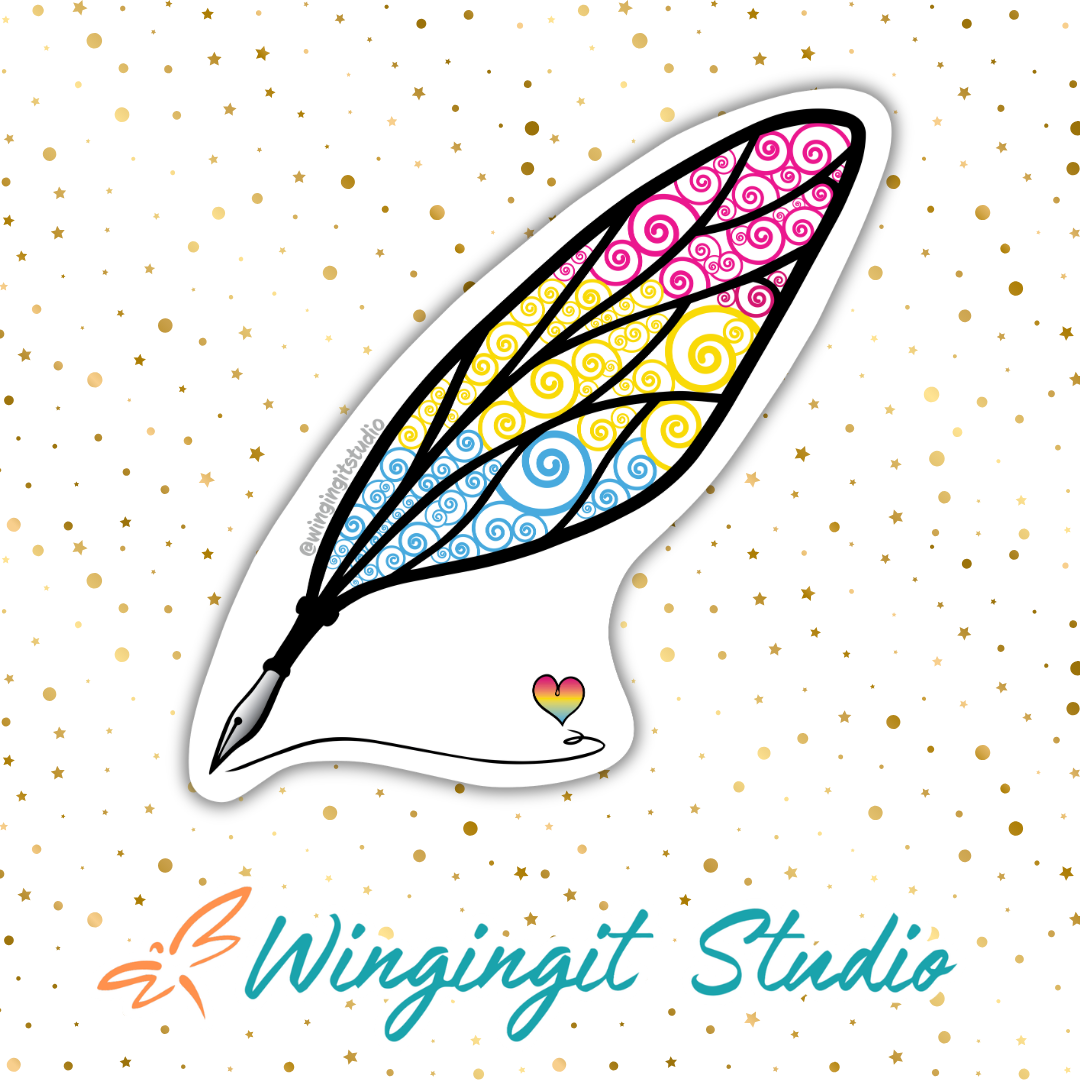Winged Pen - Pansexual Flag Sticker
