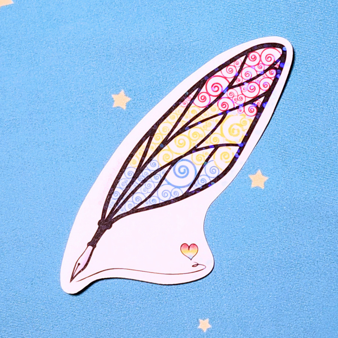 Winged Pen - Pansexual Flag Sticker