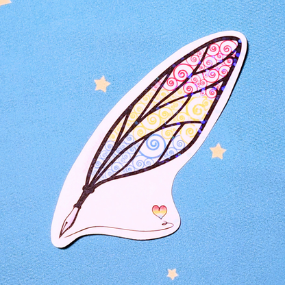 Winged Pen - Pansexual Flag Sticker