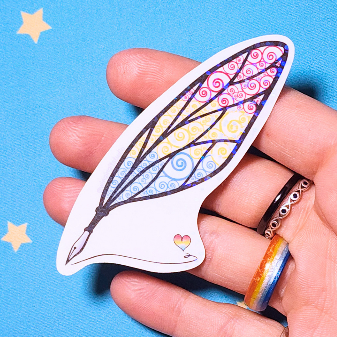 Winged Pen - Pansexual Flag Sticker
