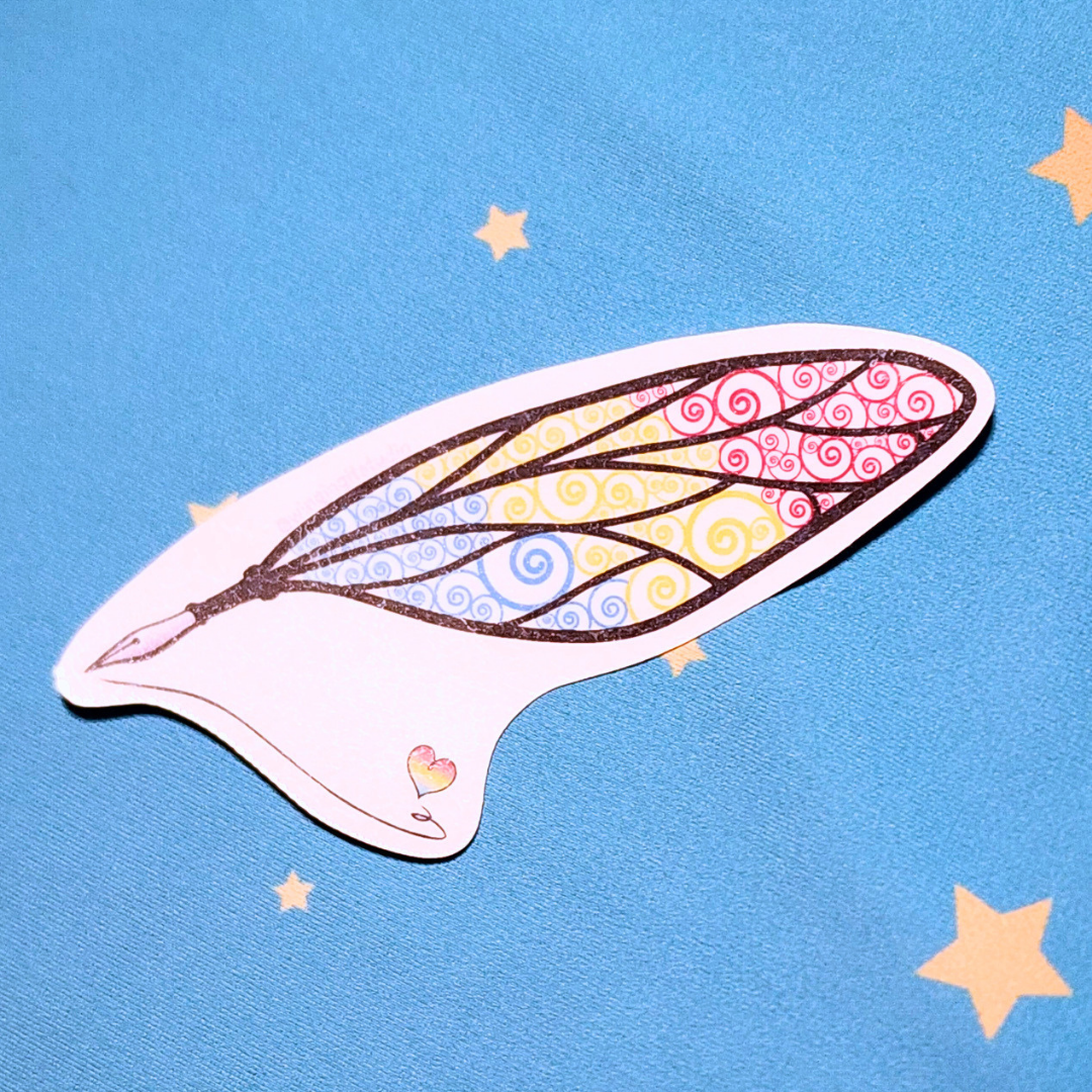 Winged Pen - Pansexual Flag Sticker