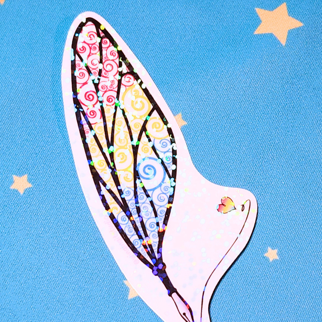 Winged Pen - Pansexual Flag Sticker