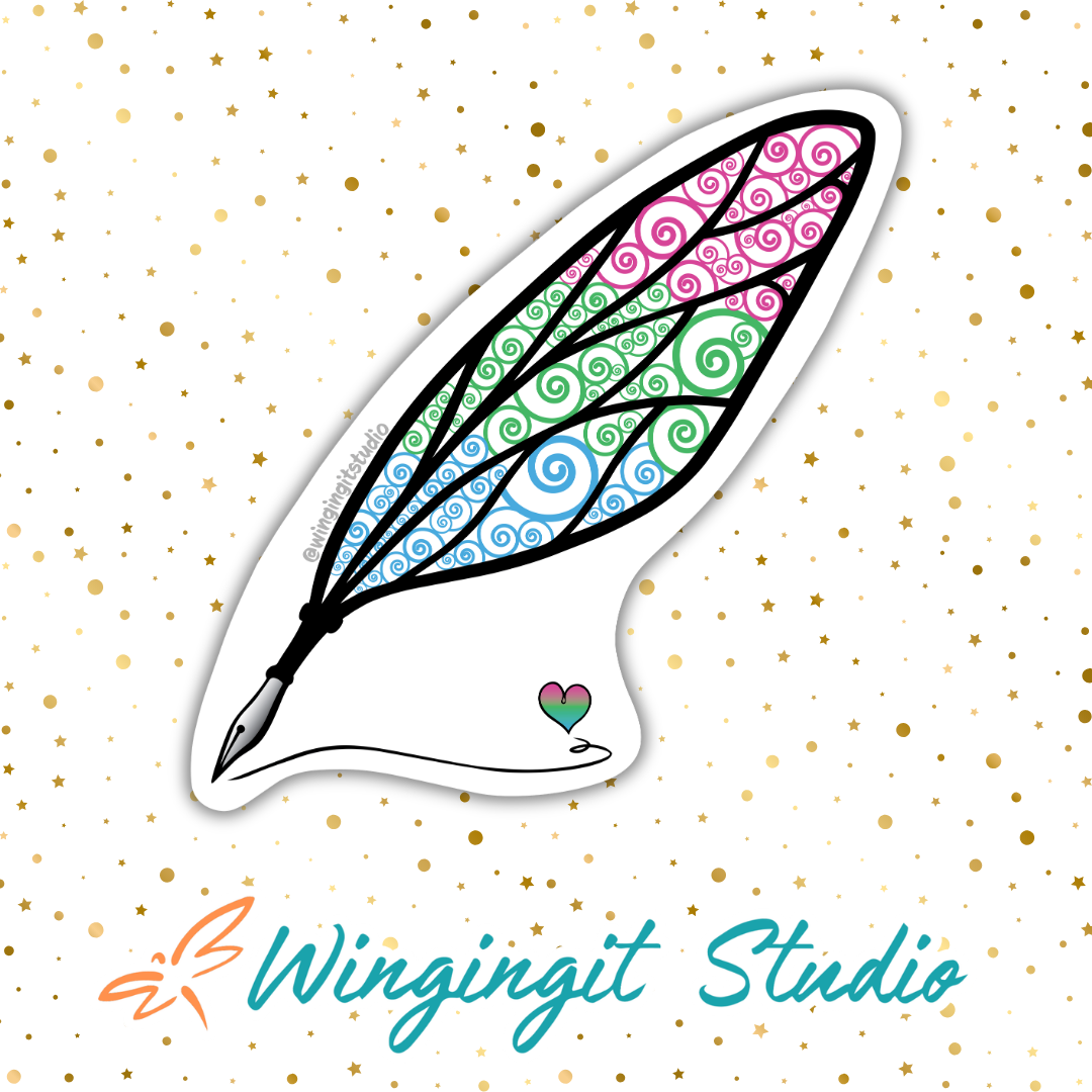 Winged Pen - Polysexual Flag Sticker