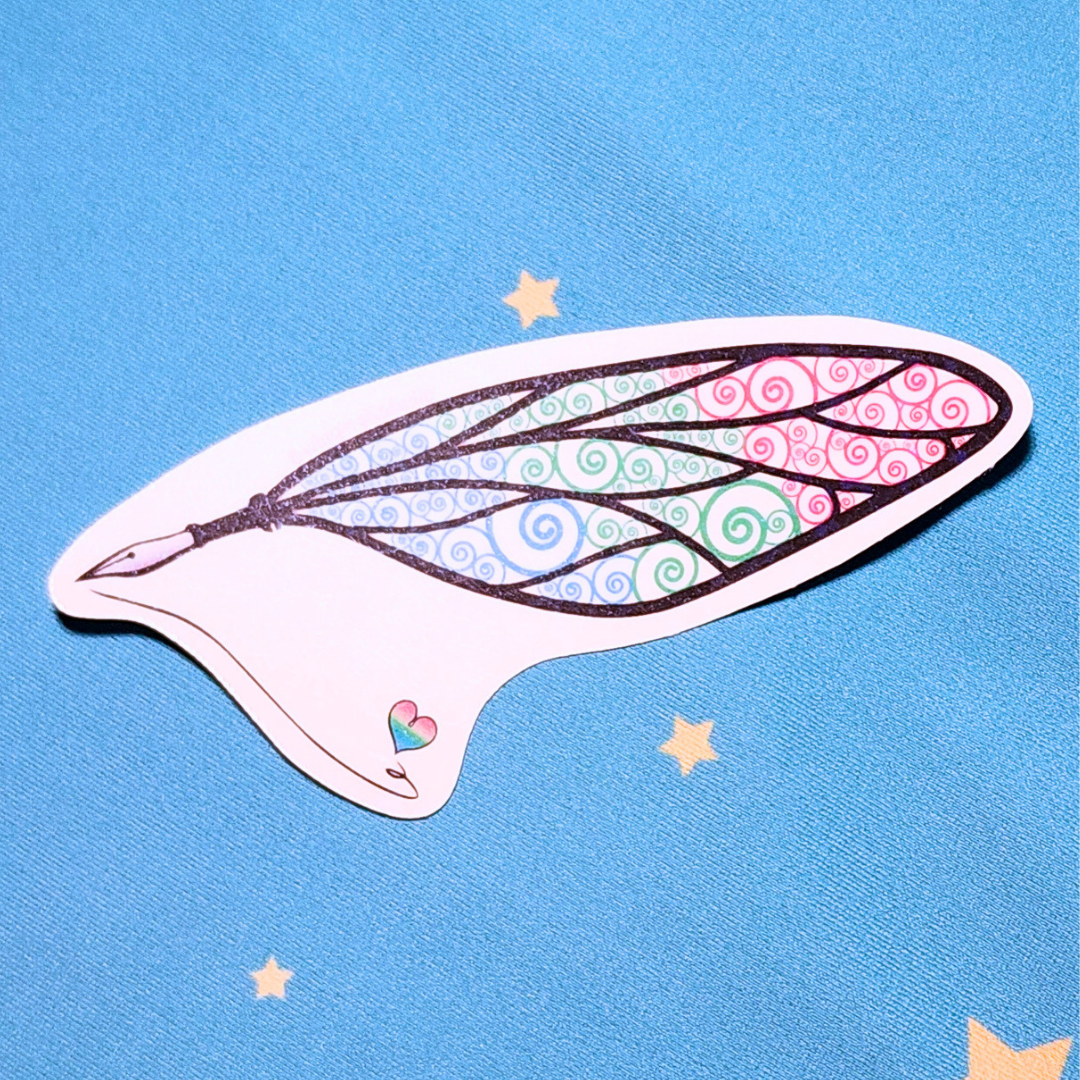 Winged Pen - Polysexual Flag Sticker