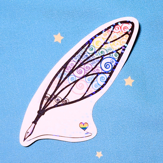 Winged Pen - Pride Flag Sticker
