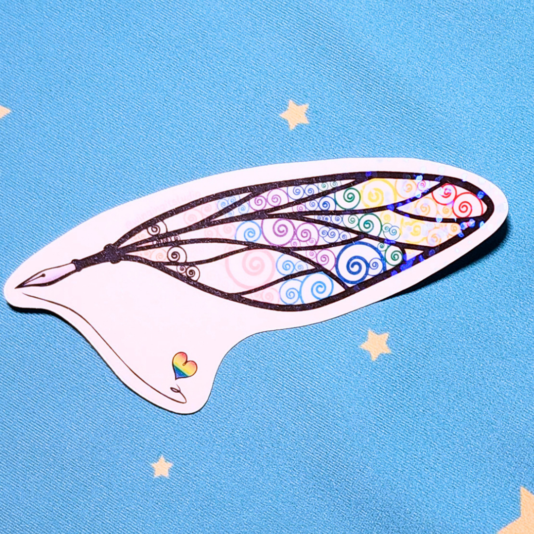 Winged Pen - Pride Flag Sticker