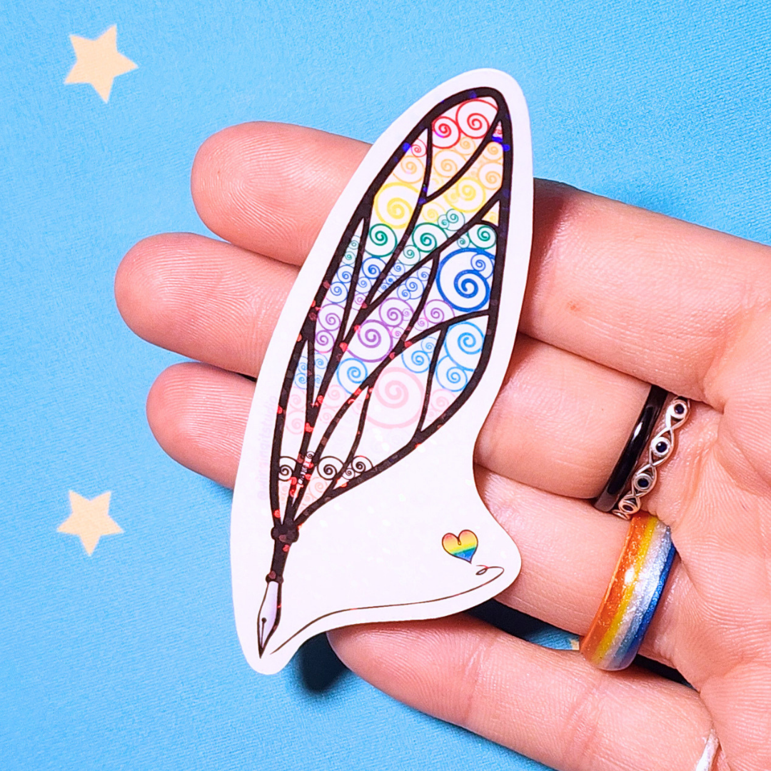 Winged Pen - Pride Flag Sticker