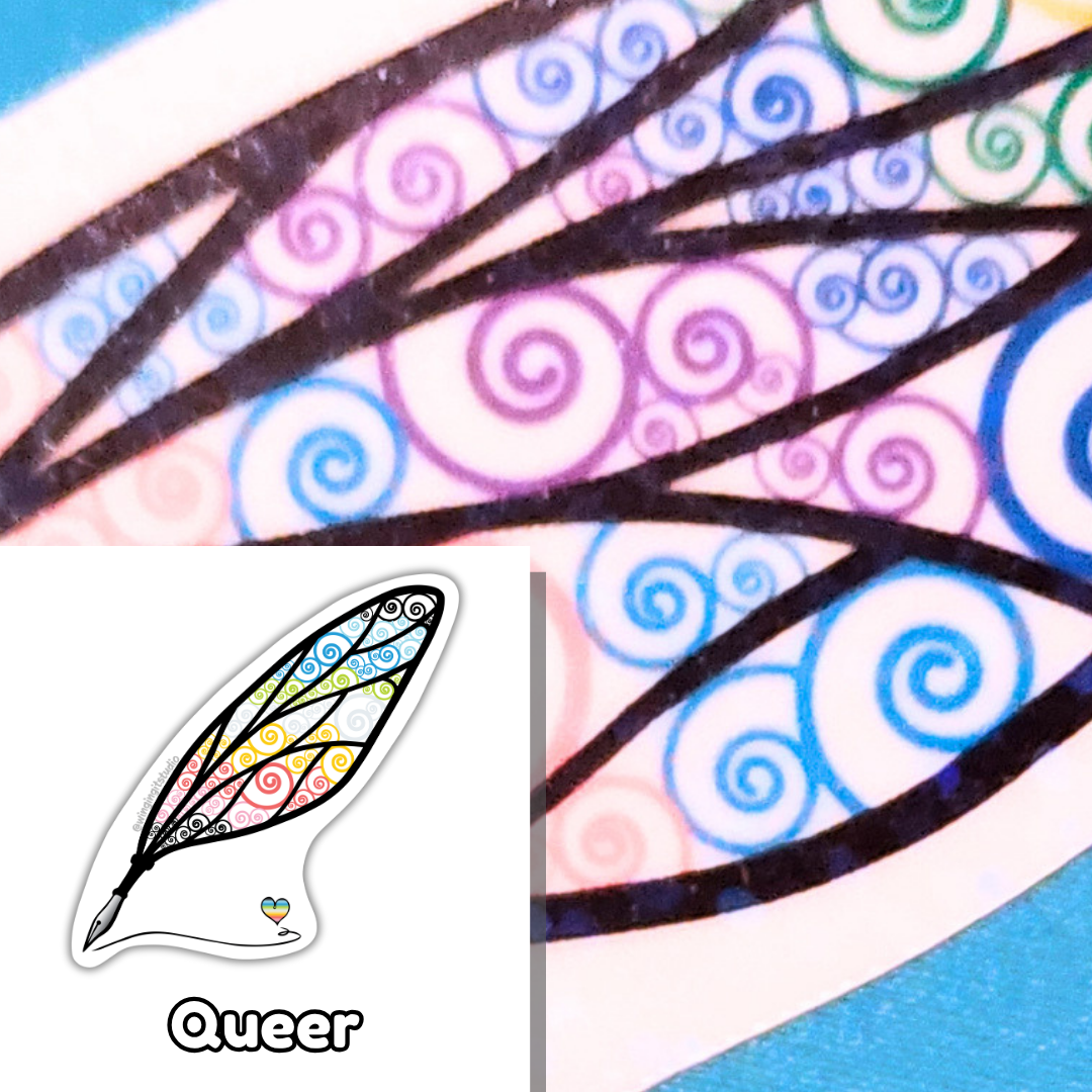 Winged Pen - Queer Flag Sticker