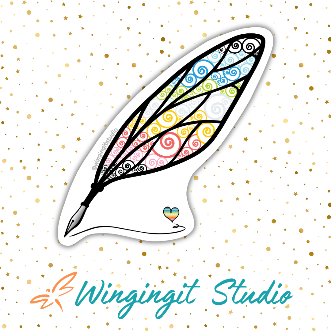 Winged Pen - Queer Flag Sticker
