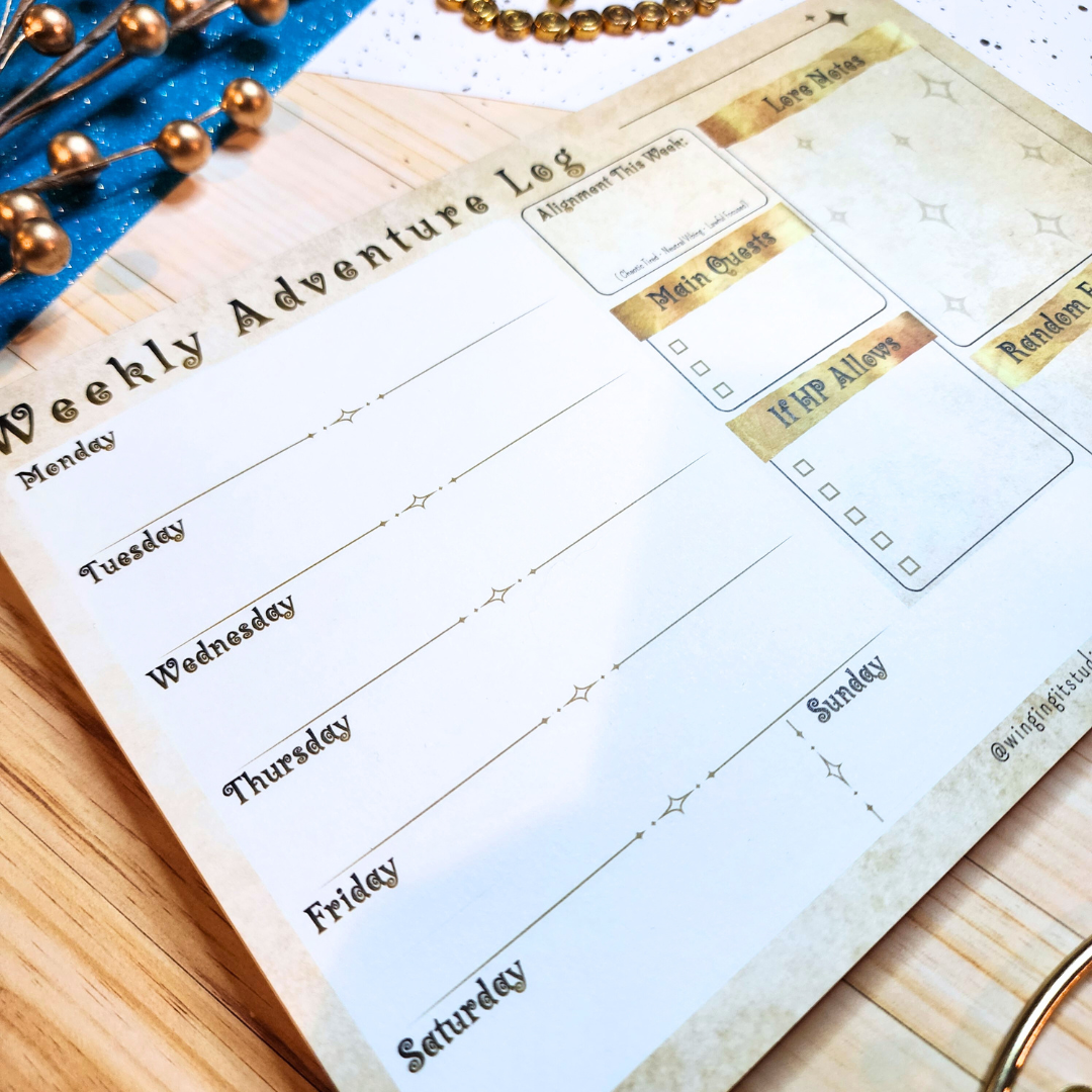 Adventure Log Weekly Calendar Planner