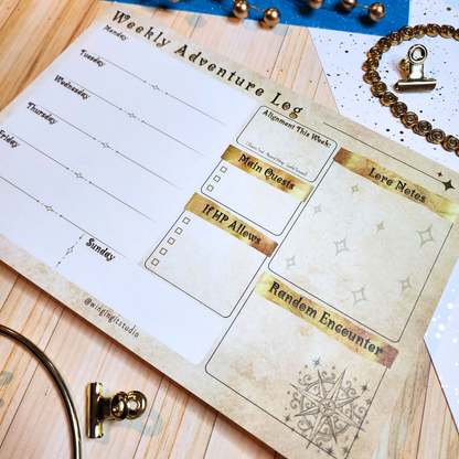 Adventure Log Weekly Calendar Planner