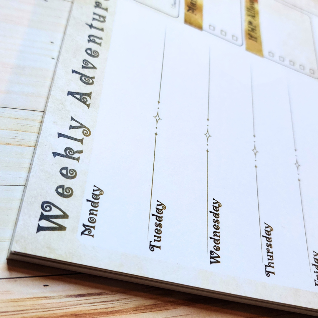 Adventure Log Weekly Calendar Planner