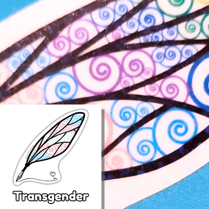 Winged Pen - Trans Flag Sticker