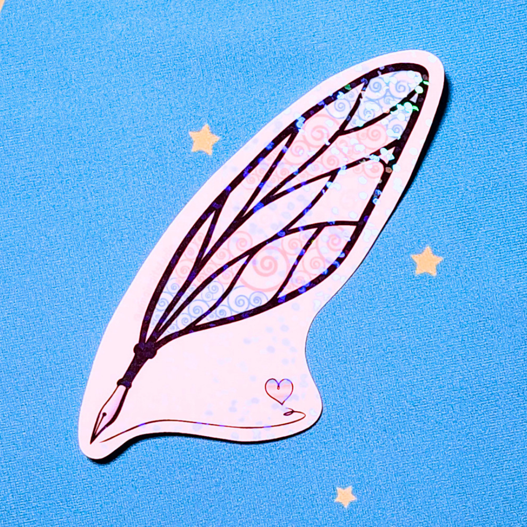 Winged Pen - Trans Flag Sticker
