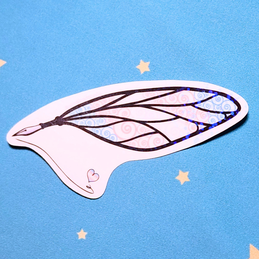 Winged Pen - Trans Flag Sticker