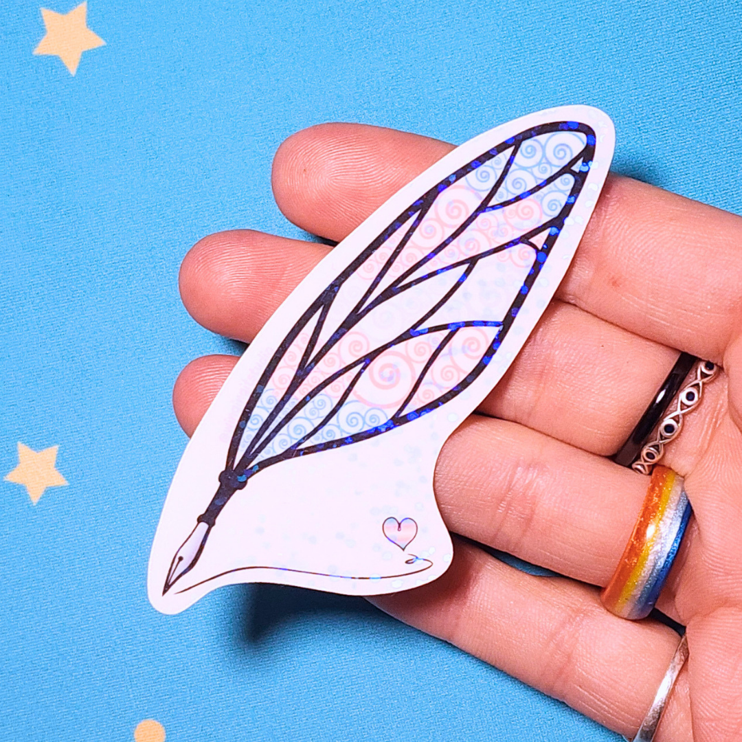 Winged Pen - Trans Flag Sticker