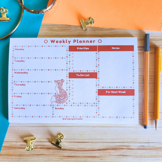 Fox Weekly Calendar Planner