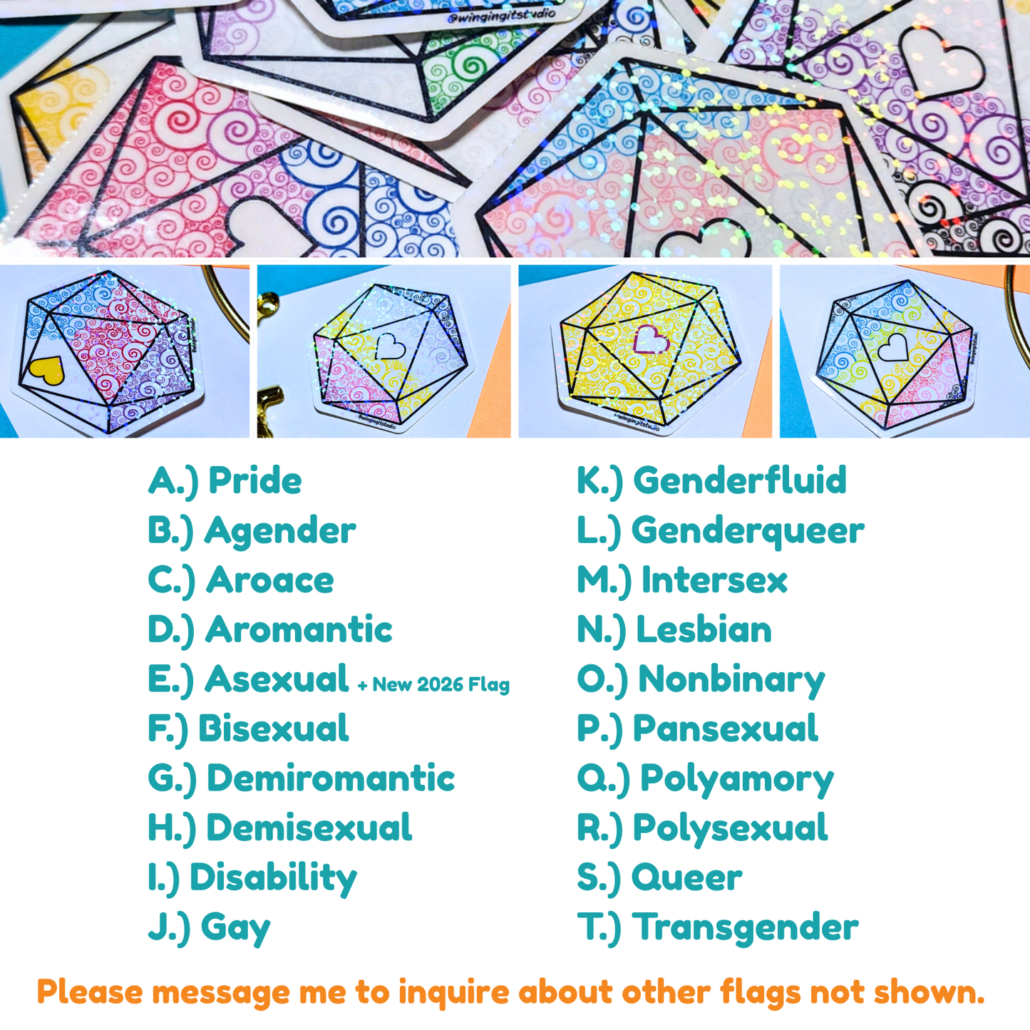 D20 - Nonbinary Flag Sticker