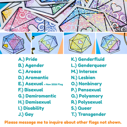 D20 - Nonbinary Flag Sticker