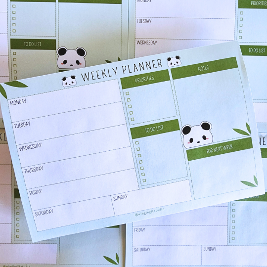 Panda Weekly Calendar Planner